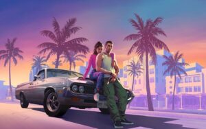 GTA 6 official trailer scene showing main character in Vice City
