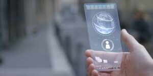 Foldable smartphone opened halfway showing flexible display in 2025