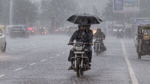 Cloudy sky and heavy rain in India during monsoon season