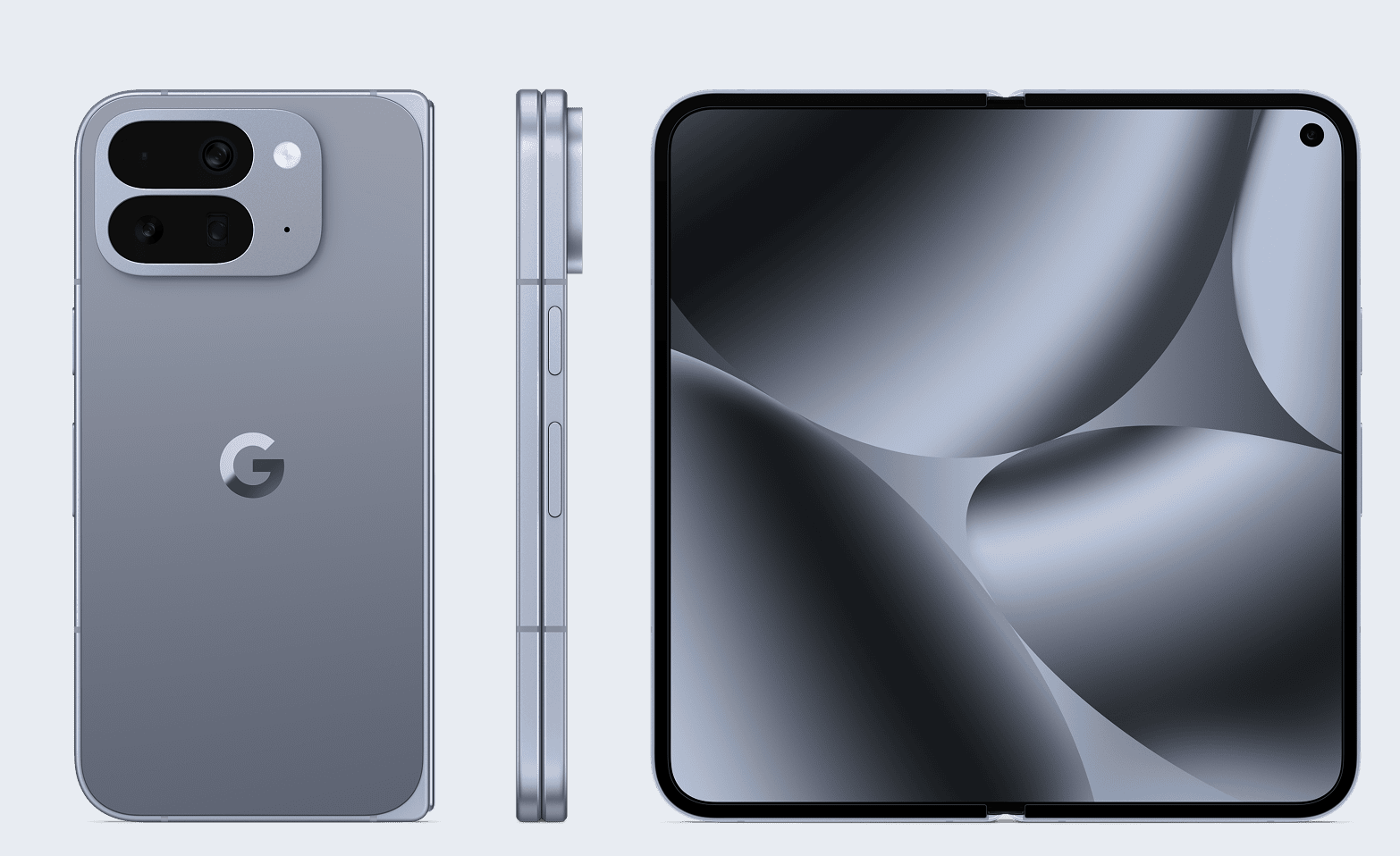 Google Pixel Fold smartphone unfolded showing inner display
