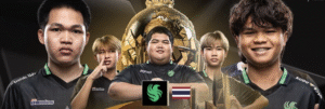 Esports World Cup 2025 trophy close-up with lights and stage